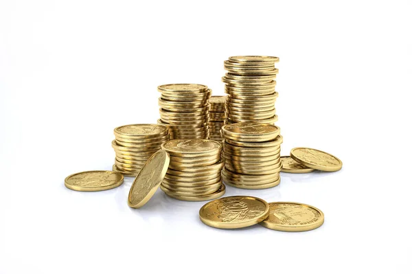 Geld. Gouden dollarmunten. — Stockfoto