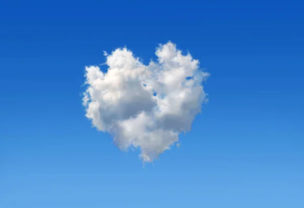 Пушистое Облако Формой Сердца Голубом Небе Знак Любви — стоковое фото