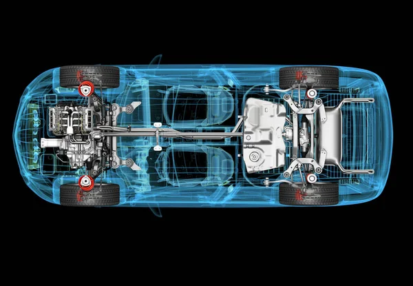 Technische Illustratie Van Suv Auto Met Ray Effect Bovenaanzicht Motor — Stockfoto