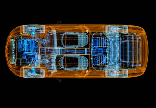 Technische Illustratie Van Suv Auto Met Ray Effect Bovenaanzicht Motor — Stockfoto