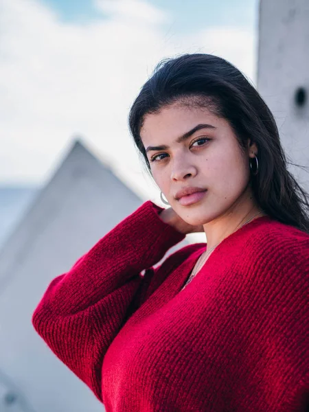 Ritratto di donna con capelli neri latino — Foto Stock