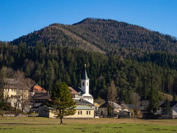Τοπίο Και Χωριό Rohr Gebirge Αυστρία — Φωτογραφία Αρχείου