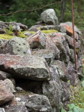 Dağdaki doğal taş çitler.