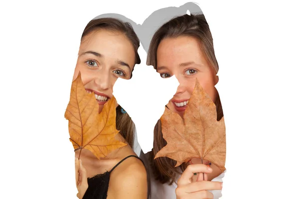 Two Girls Sisters Friends Showing Affection Affection Smiling Looking Each — Stock Photo, Image