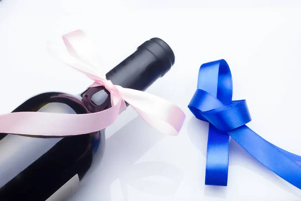 Wine bottle with gift bow