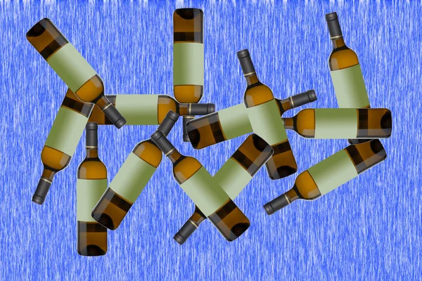 Beyaz şarap şişeleri seti — Stok fotoğraf