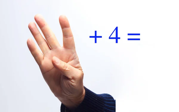 Operaciones matemáticas simples con las manos — Foto de Stock