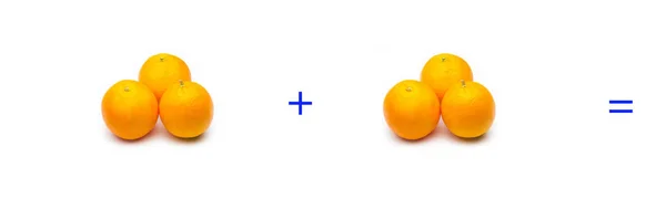 Egyszerű összegek gyümölcsökkel; egyszerű matematika, számítás — Stock Fotó