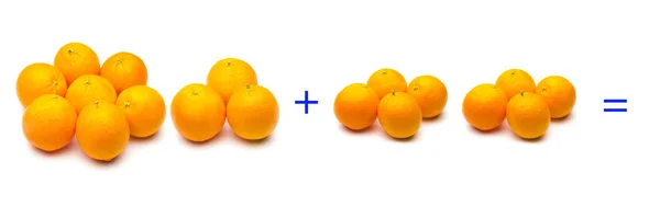Simple sums with fruits; simple math, calculation — 스톡 사진