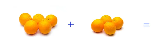 Simple sums with fruits; simple math, calculation — 스톡 사진