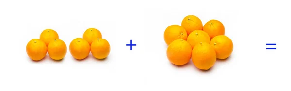 Enkla summor med frukt; enkel matematik, beräkning — Stockfoto