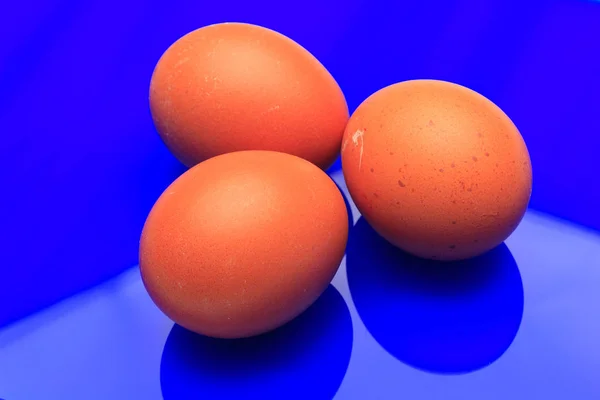 Chicken eggs, raw eggs freshly picked from the farm — Stock Photo, Image