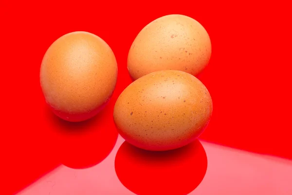 Huevos de pollo, huevos crudos recién recogidos de la granja — Foto de Stock