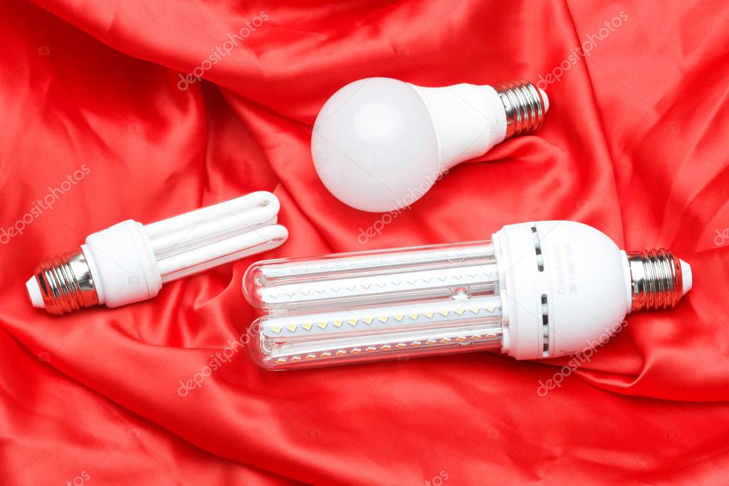 Energy saving light bulb and white light; home and work lighting.