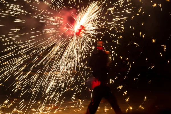 Tanec Oheň Ďáblové Folklór Středomořský Festival Němž Oheň Protagonistou Konec — Stock fotografie