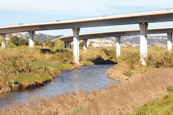 ロブレガト川はバルセロナ州のBaix Llobregat地域を通っており 地中海の口に非常に近い — ストック写真