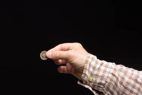 Alms Hand White Adult Beggar Asking Money Coins Hand Adult — Stock Photo, Image