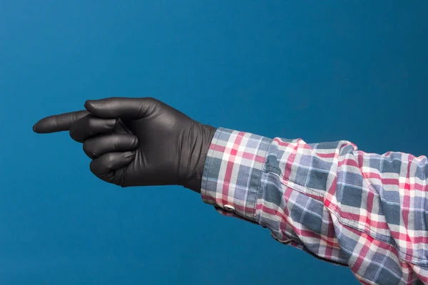 Hygiënische Handbescherming Fijne Zwarte Handschoen Aanraking Handen Voorkomen Hand Vingertekens — Stockfoto