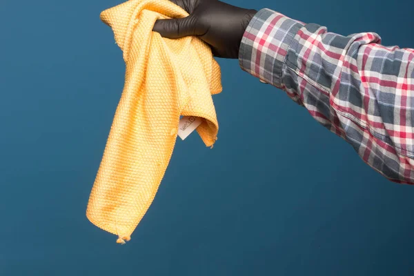 Evimizi Şirketlerimizi Dezenfekte Etmek Için Elimizde Hijyenik Koruyucu Eldivenle Temizlik — Stok fotoğraf
