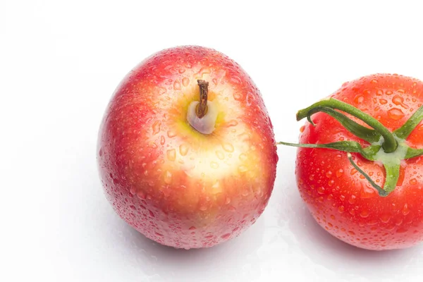 Tomaten Und Äpfel Rote Früchte Für Salate Die Roh Verzehrt — Stockfoto