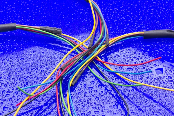 Cables Cobre Varios Colores Transmisión Corriente Eléctrica Través Cables Cobre — Foto de Stock