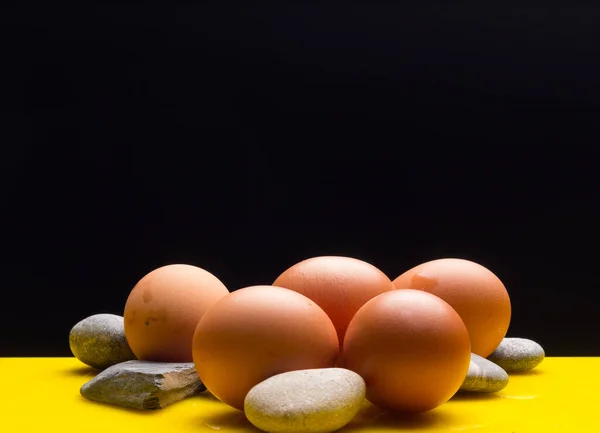 Granja Huevos Pollo Frescos Lavando Huevos Cáscara Forma Del Huevo — Foto de Stock