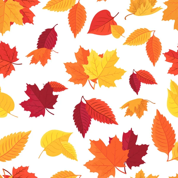 Seamless pattern with colorful autumn leaves. Vector. — Stock Vector