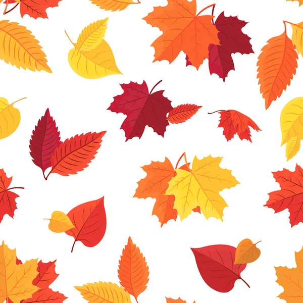 Seamless pattern with colorful autumn leaves. Vector. — Stock Vector