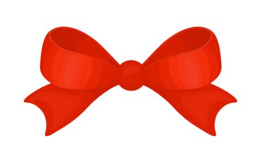 Vector red bow with ribbon for festive design.