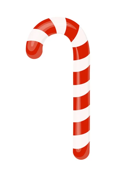 Тростниковый красный и белый леденец. Элемент дизайна для новогодних и рождественских открыток — стоковый вектор