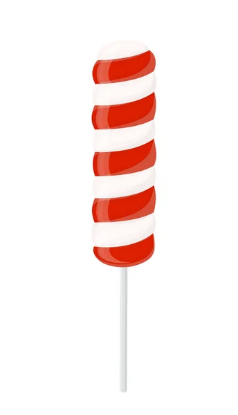 Weihnachtsbonbon-Lutscher mit weißen und roten Spiralstreifen auf weißem Hintergrund — Stockvektor