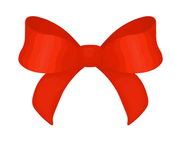 Vector red bow with ribbon for festive design. — стоковый вектор