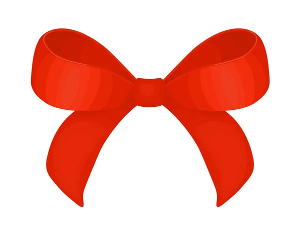 Decorative Red Bow Ribbon Vector Red Bow Isolated White Festive — Stock Vector