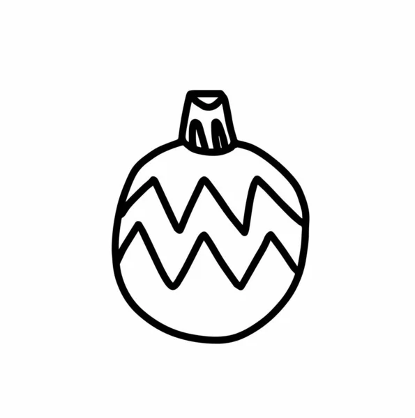 Vector Kerstboom Decoratie Scandinavische Stijl Doodle Zwarte Schets Lijn Illustratie — Stockvector