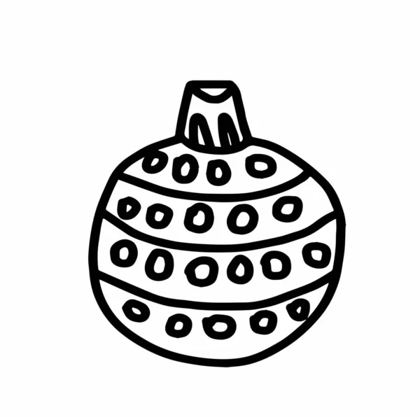 Vektor Karácsonyfa Dekoráció Skandináv Stílus Doodle Fekete Vázlat Vonal Illusztráció — Stock Vector