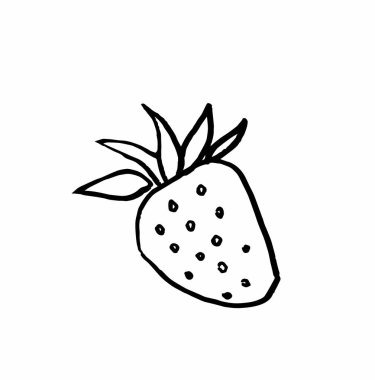 İzole edilmiş arka plan üzerindeki vektör çilek St. Sevgililer Günü dekorasyonu. 14 Şubat. Karalama siyahı çizim çizimi. Çıkartmalar, web ve renklendirmeler için tasarım.