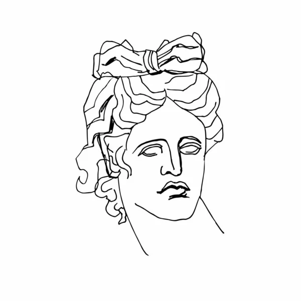 Apollo Vektör Mermer Kafası Antik Yunan Döneminin Sanat Eseri Beyaz — Stok Vektör