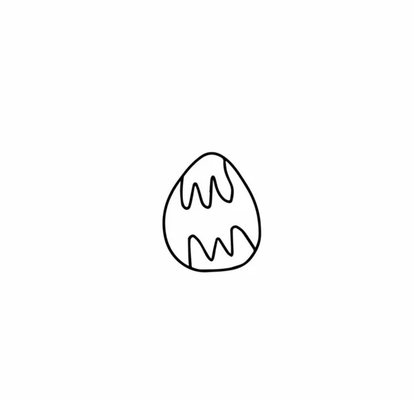 一个复活节彩蛋 春天的黑色插图在白色孤立的背景上呈线性关系 纺织品 贴纸的设计 — 图库矢量图片
