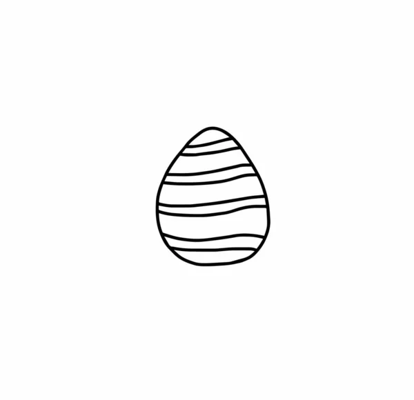 Vector One Easter Egg Spring Black Illustration Lineart White Isolated — Stock Vector