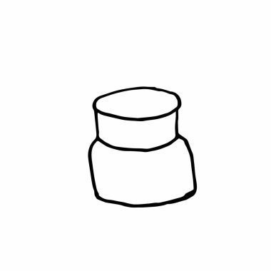 Birinci paket kremalı el çizimi. Beyaz izole bir arka planda siyah çizim çizimi. Resim, kartpostallar, tekstil, çıkartma, ambalaj için tasarım.