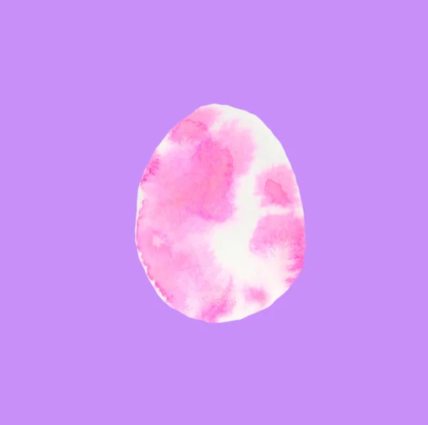 Un uovo di Pasqua ad acquerello. Luminosa illustrazione primaverile su sfondo lilla isolato. Design per tessuti, adesivi, carta da regalo, carta da parati, imballaggi e cartoline . — Foto Stock