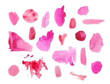 Sevgililer Günü için bir dizi pembe suluboya doku. Çember