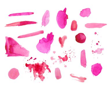 Sevgililer Günü için bir dizi pembe suluboya doku. Çember