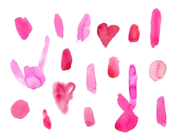A set of pink watercolour textures for Valentine 's Day. Circles — Stock Photo, Image
