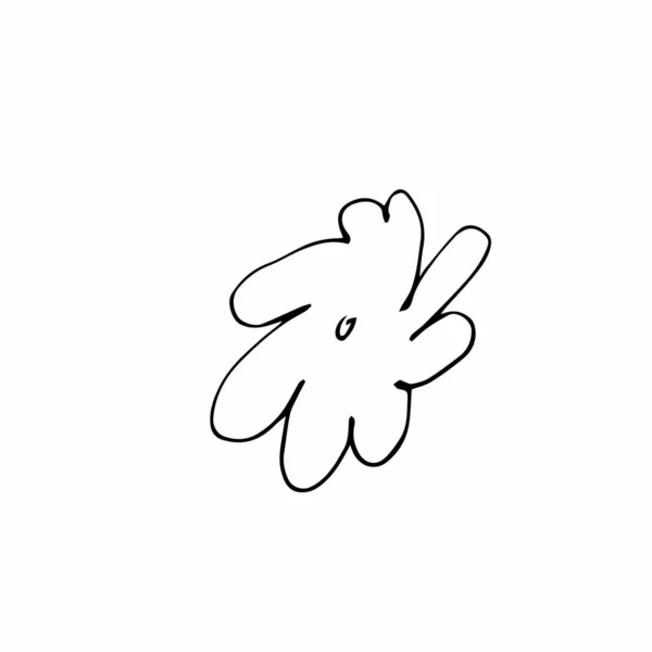 Vector Single Flower Hand Drawn Simple Illustration Doodle Black Line — Stock Vector