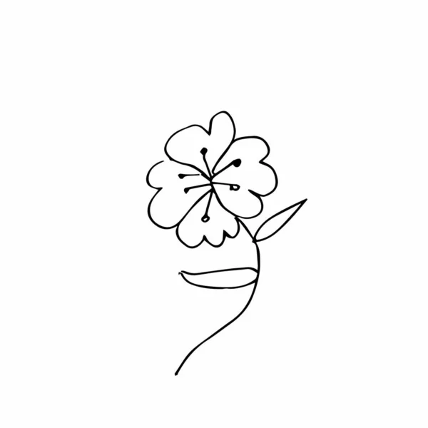 Vektor Einzelne Blume Hand Gezeichnet Eine Einfache Illustration Eines Doodle — Stockvektor