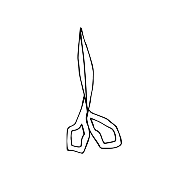 One Vector Garden Scissors Hand Drawn Clip Art Black Gardening — Stock vektor
