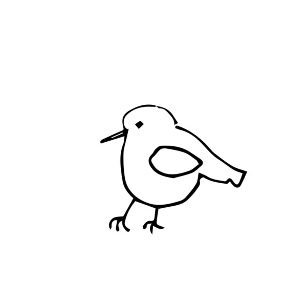 Een Vector Vogel Hand Getekende Clip Art Zwarte Tuinieren Illustratie — Stockvector