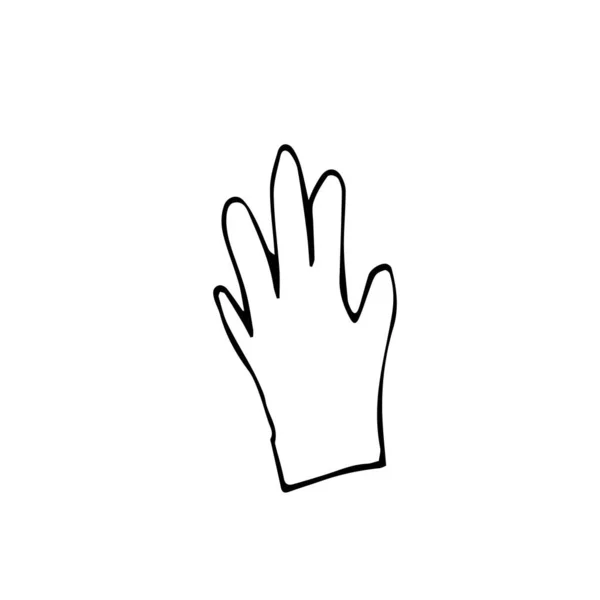 One Vector Glove Hand Drawn Clip Art Black Gardening Illustration — 스톡 벡터