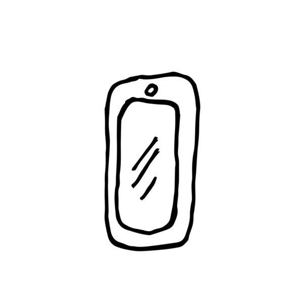 Vector Phone Black Line Art Social Media Illustration White Isolated — 스톡 벡터